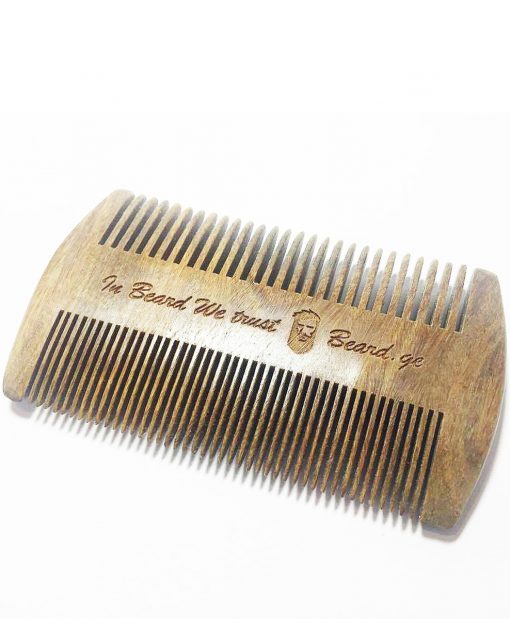 Sandalwood Beard Comb with packaging - Beard.ge